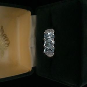 Genuine Blue/White Topaz Ring Sz 8